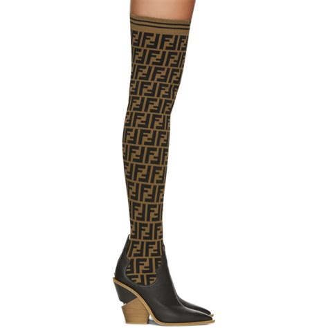 fendi cowboy boots black|thigh high Fendi boots.